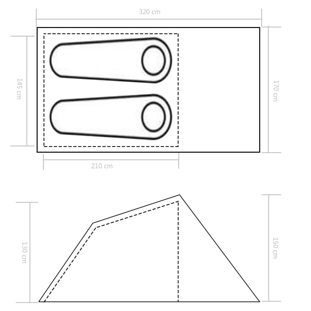 Camping Tent with Inflatable Beams 320x170x150/110 cm Blue